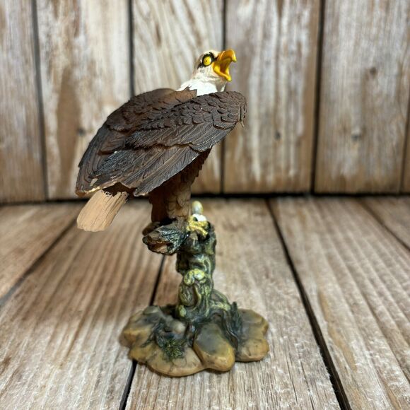 American Bald Eagle Mama with Babies in Nest Figurine Statue Ceramic Vintage - Picture 2 of 7